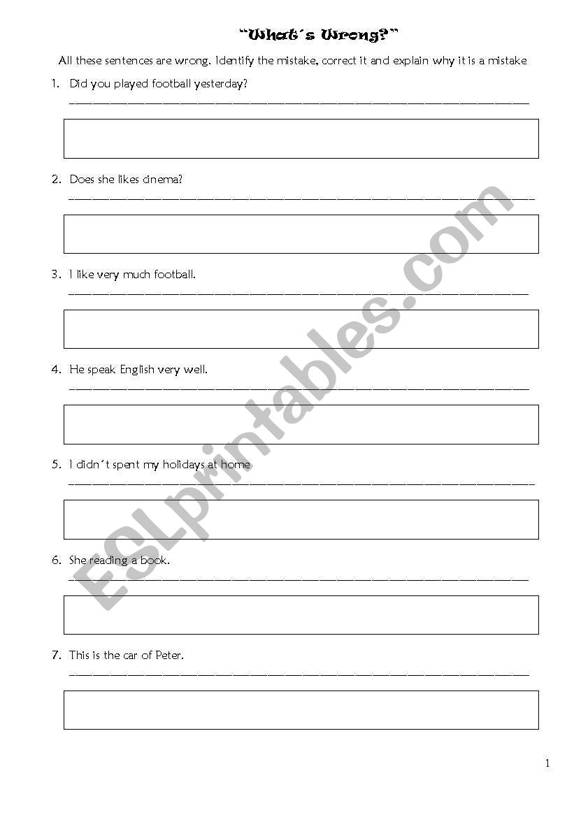 WHATS WRONG? worksheet