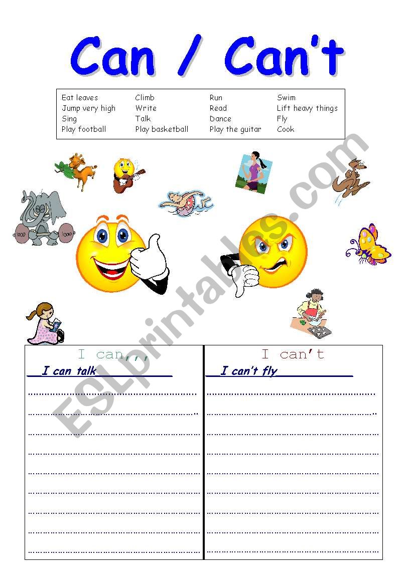 CAN CAN´T - ESL worksheet by kiyia8