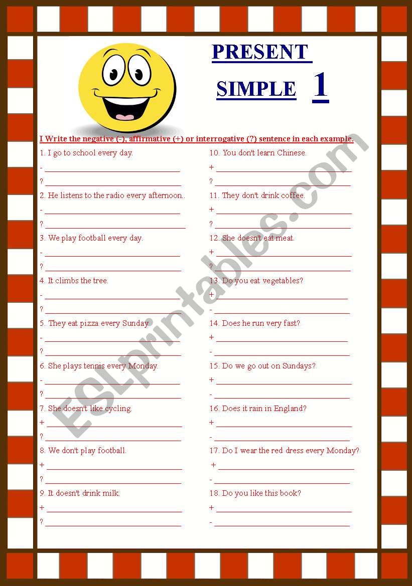 Present Simple 1/3 worksheet