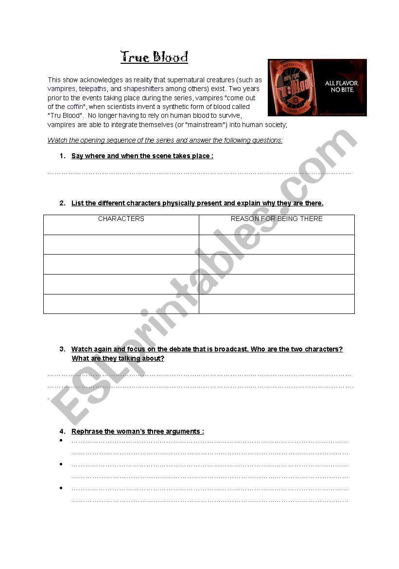 True blood opening sequence worksheet