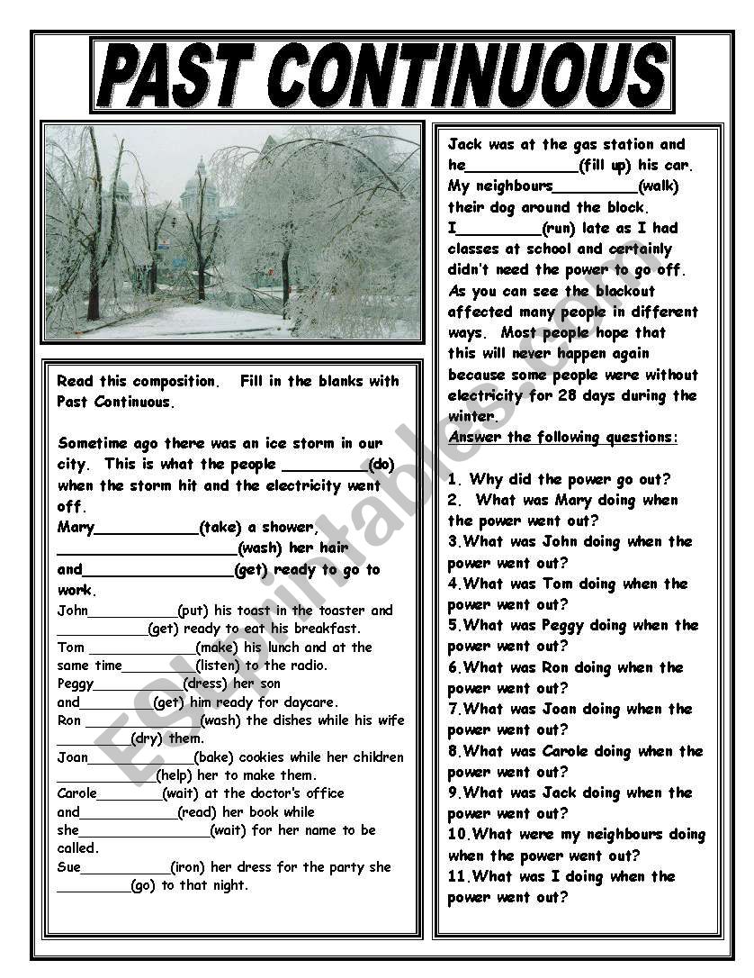 PAST CONTINUOUS worksheet