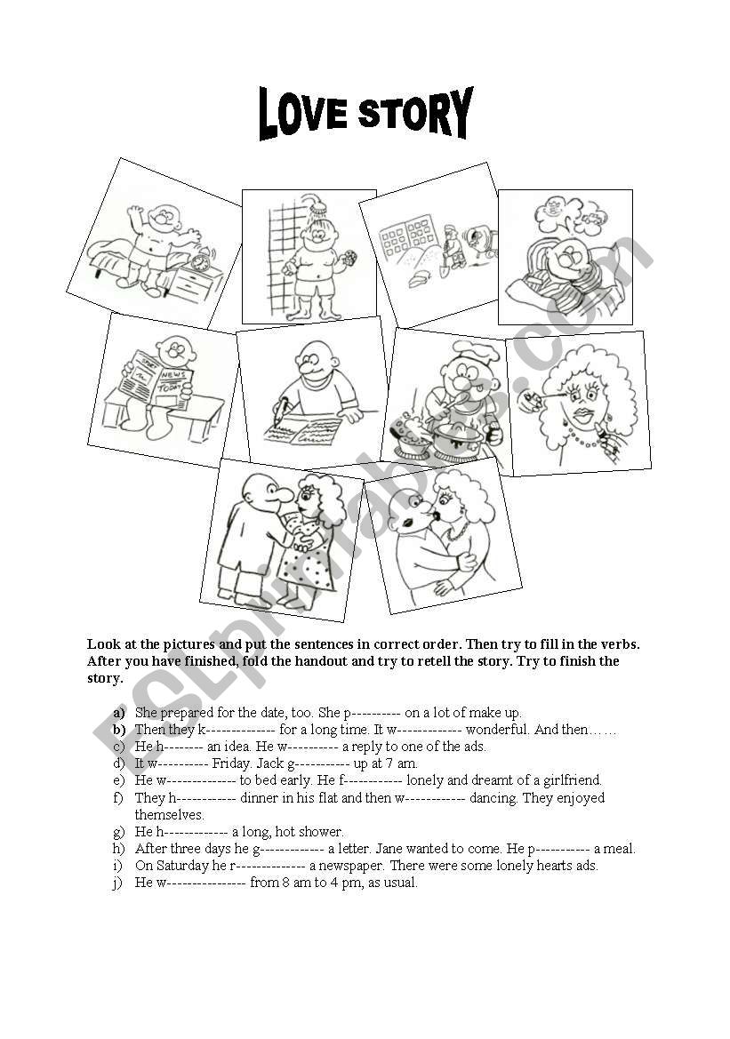 Love Story Past Tense Practice Esl Worksheet By Renca