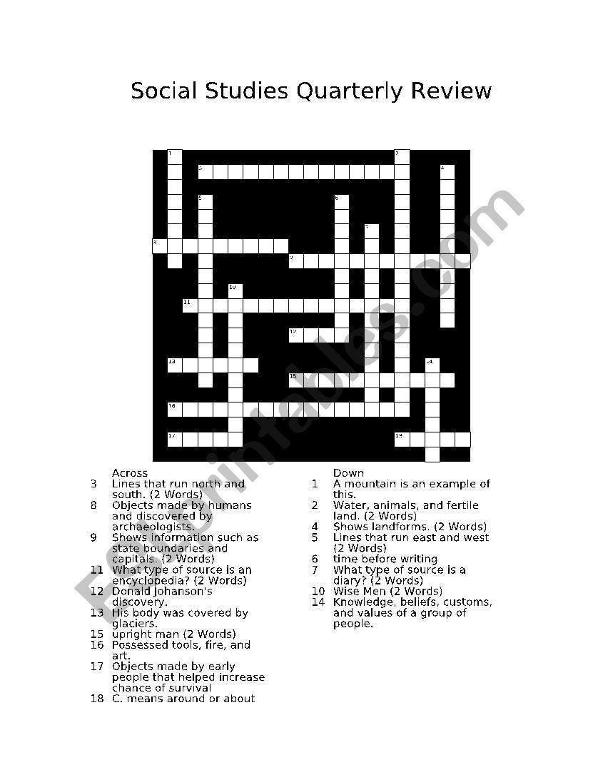 Social Studies Crossword Puzzle