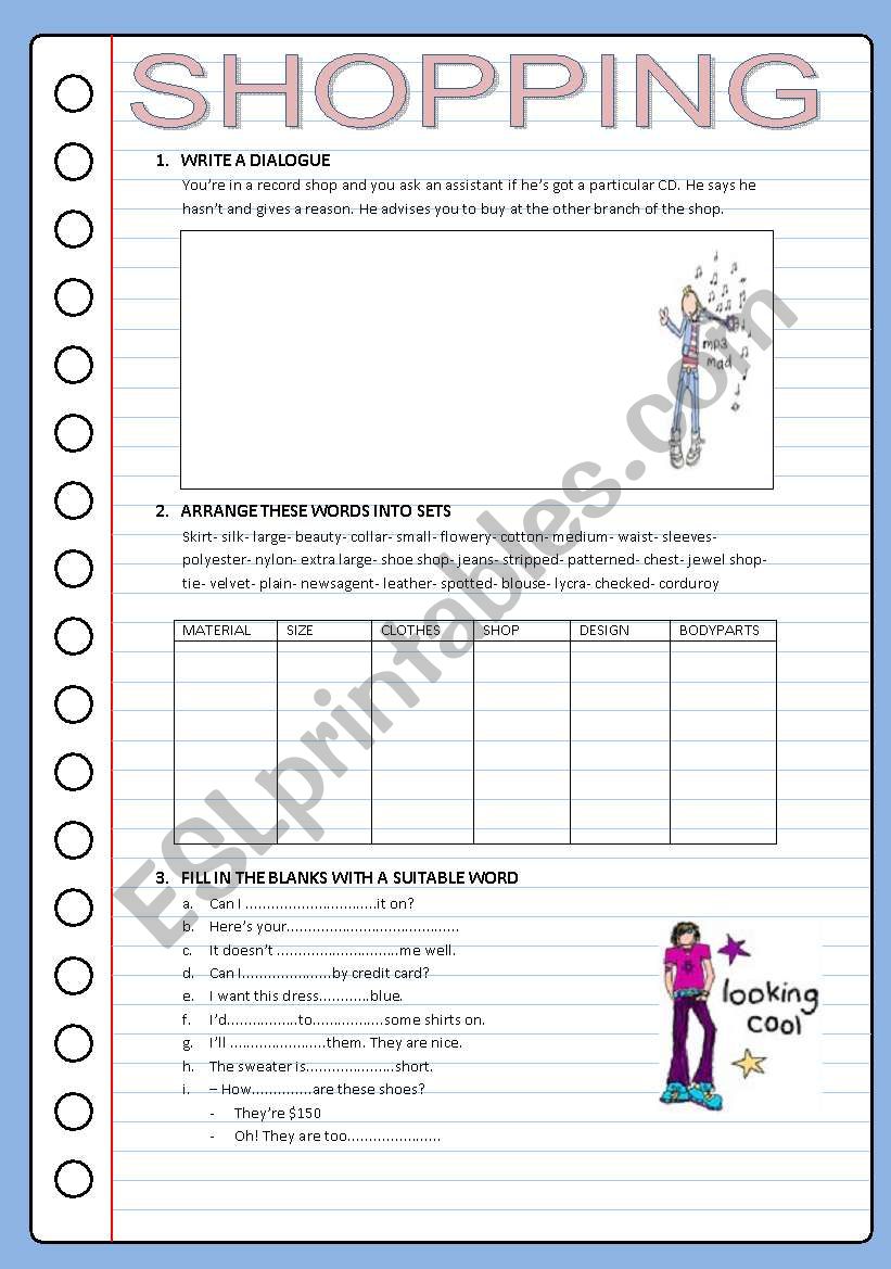 SHOPPING worksheet