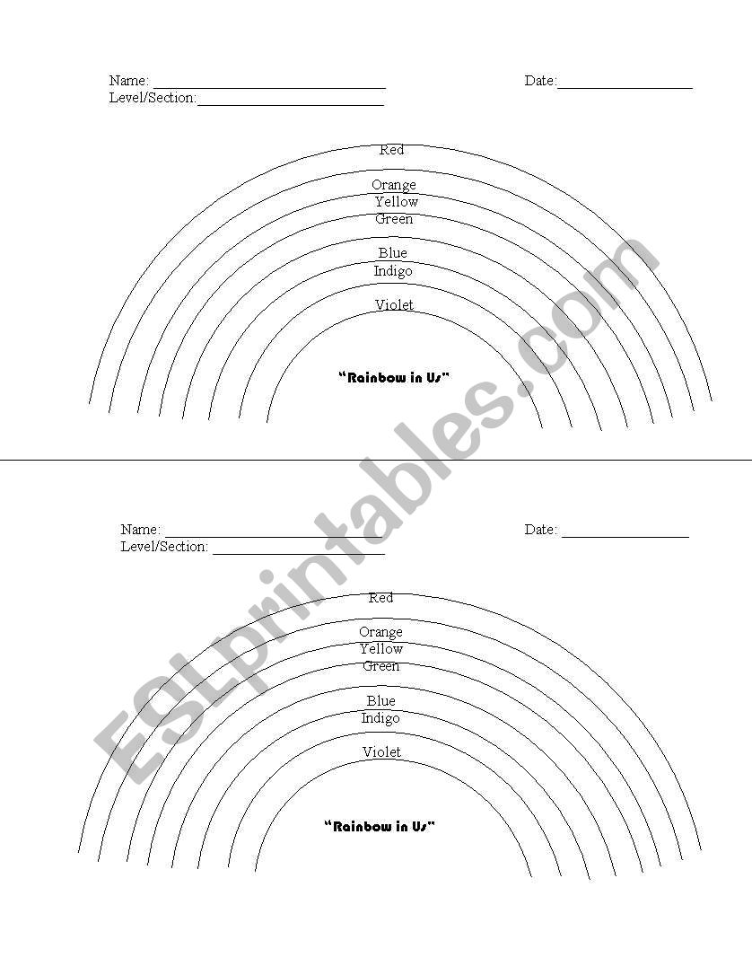 The Rainbow in Us Worksheet worksheet