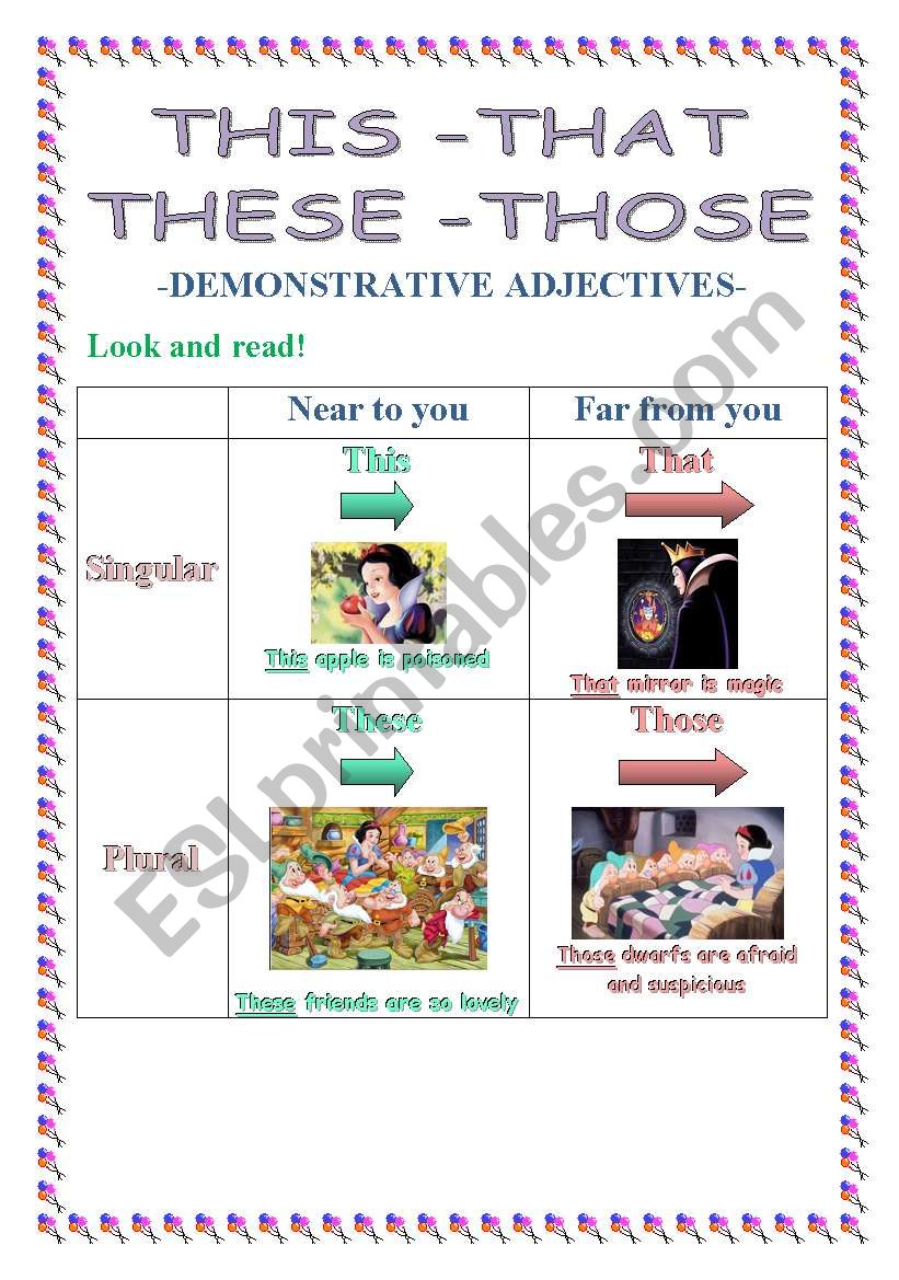 Demonstrative adjectives worksheet