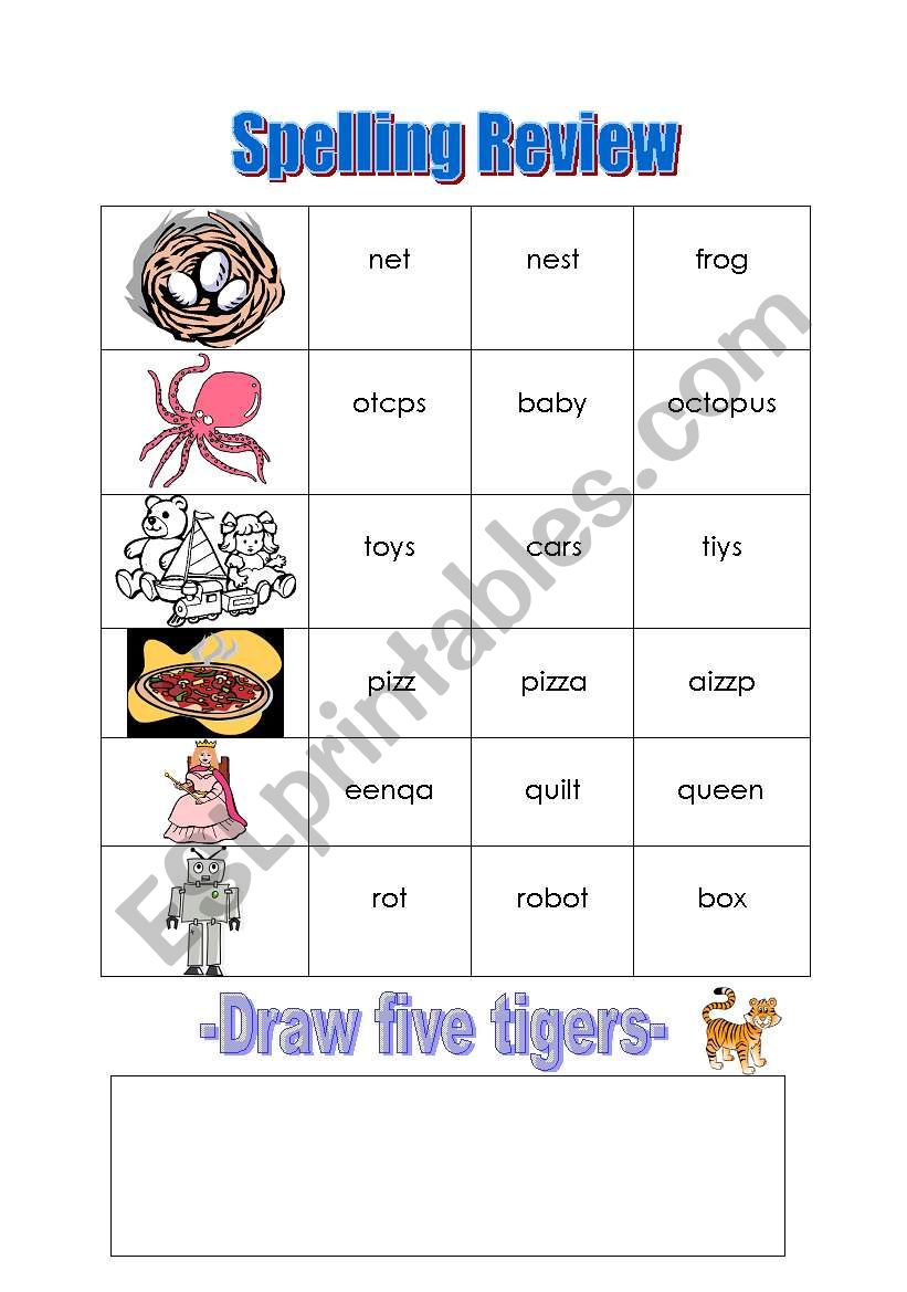 Spelling Review worksheet