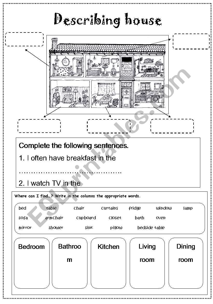 Describing house worksheet