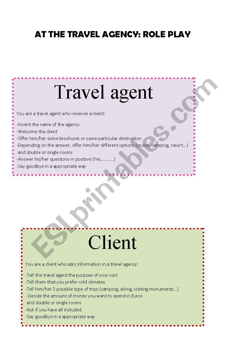 At the travel agency worksheet