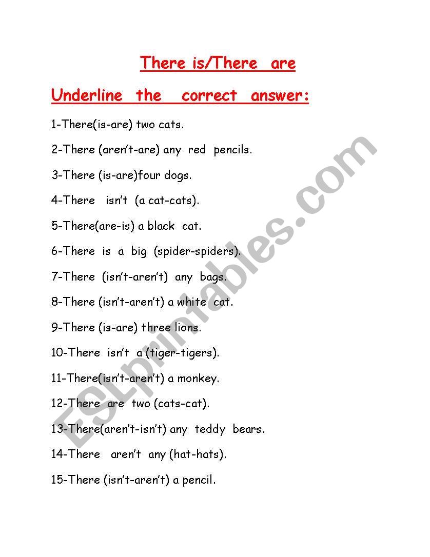 There is/ There are worksheet