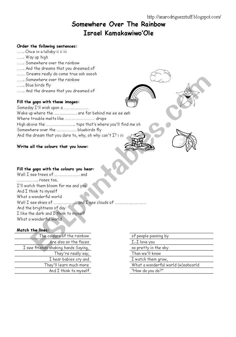 What a wonderful world worksheet