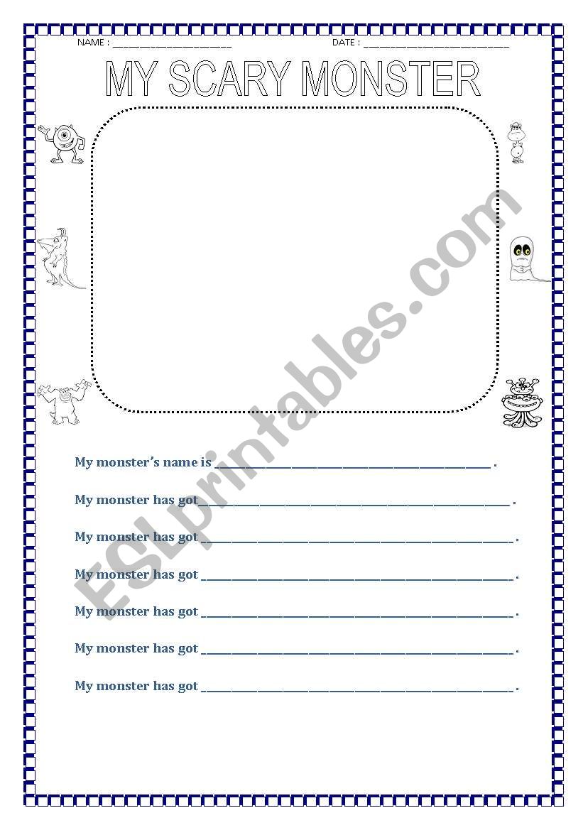 My Scary Monster- Body Parts worksheet