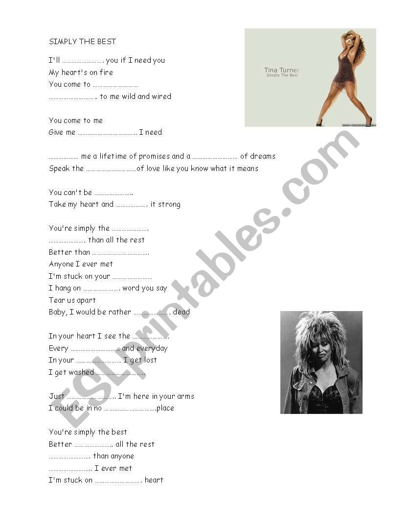 Simply the Best worksheet