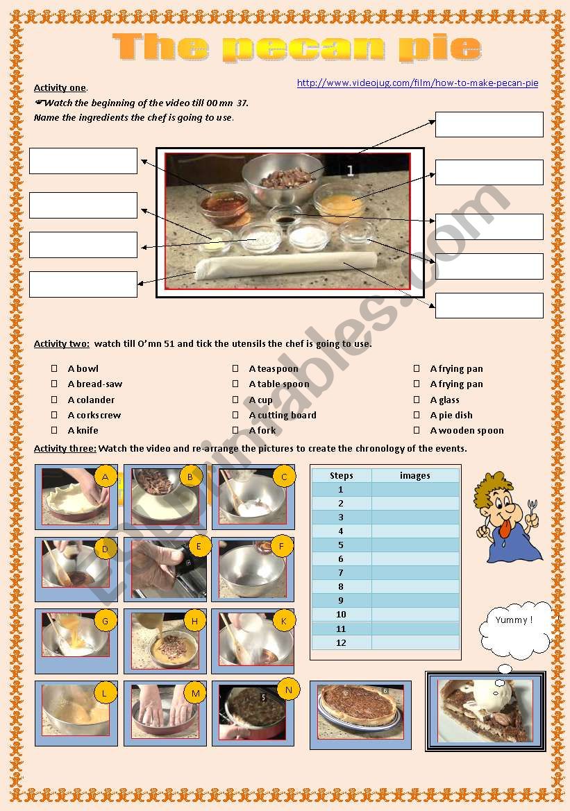 The Pecan Pie Recipe worksheet