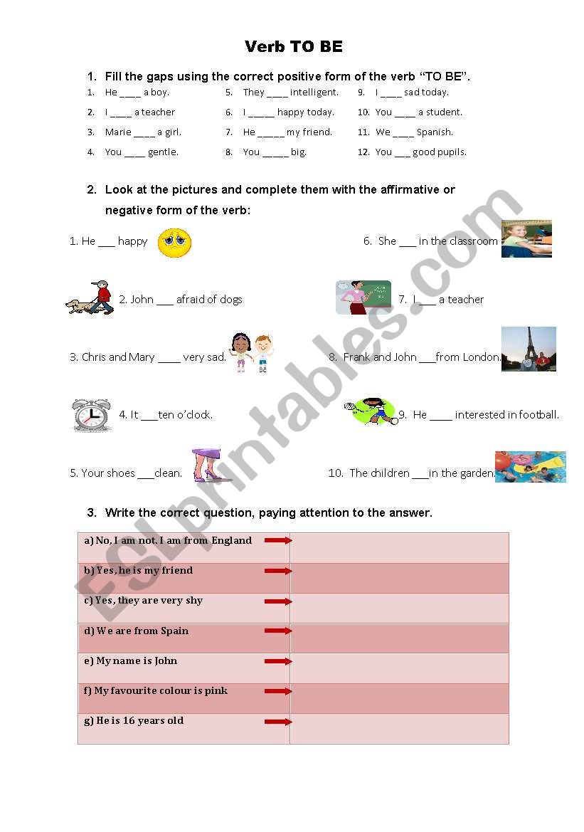 Verb TO BE worksheet