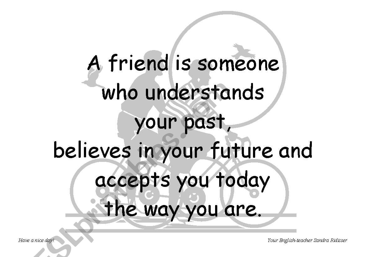 A friend is someone who... worksheet