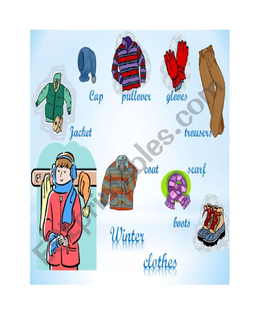 Winter clothes worksheet