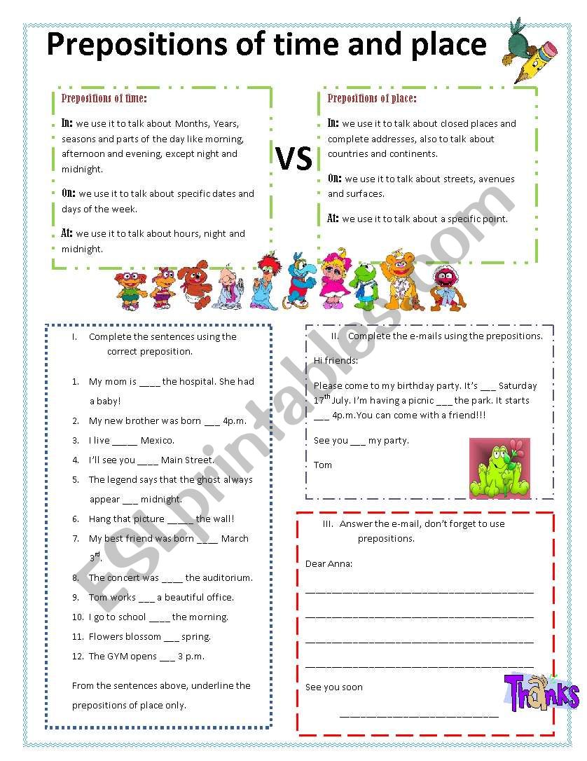 Prepositions of time and place