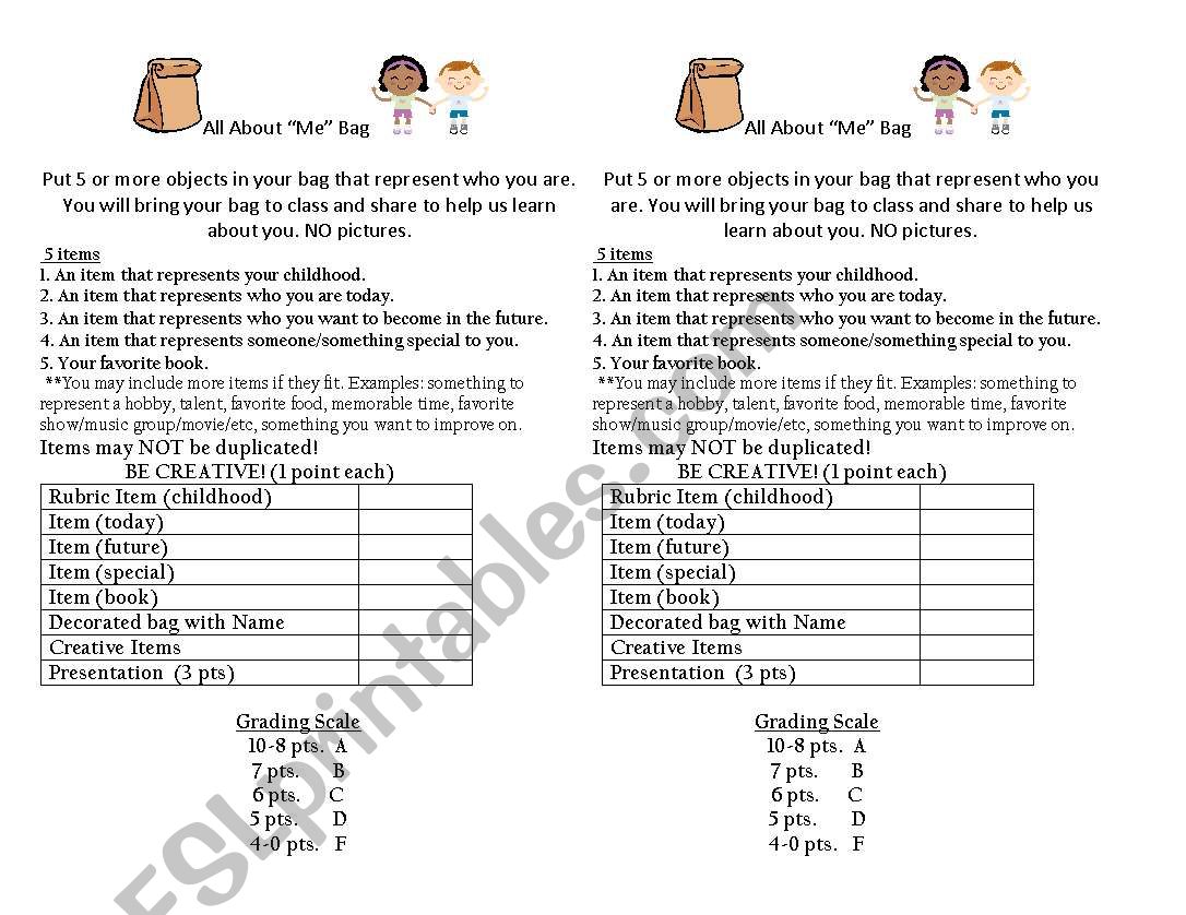 Me Bag  worksheet