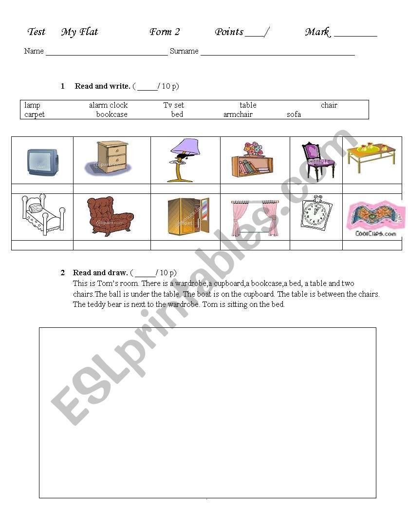 Test My flat/rooms worksheet