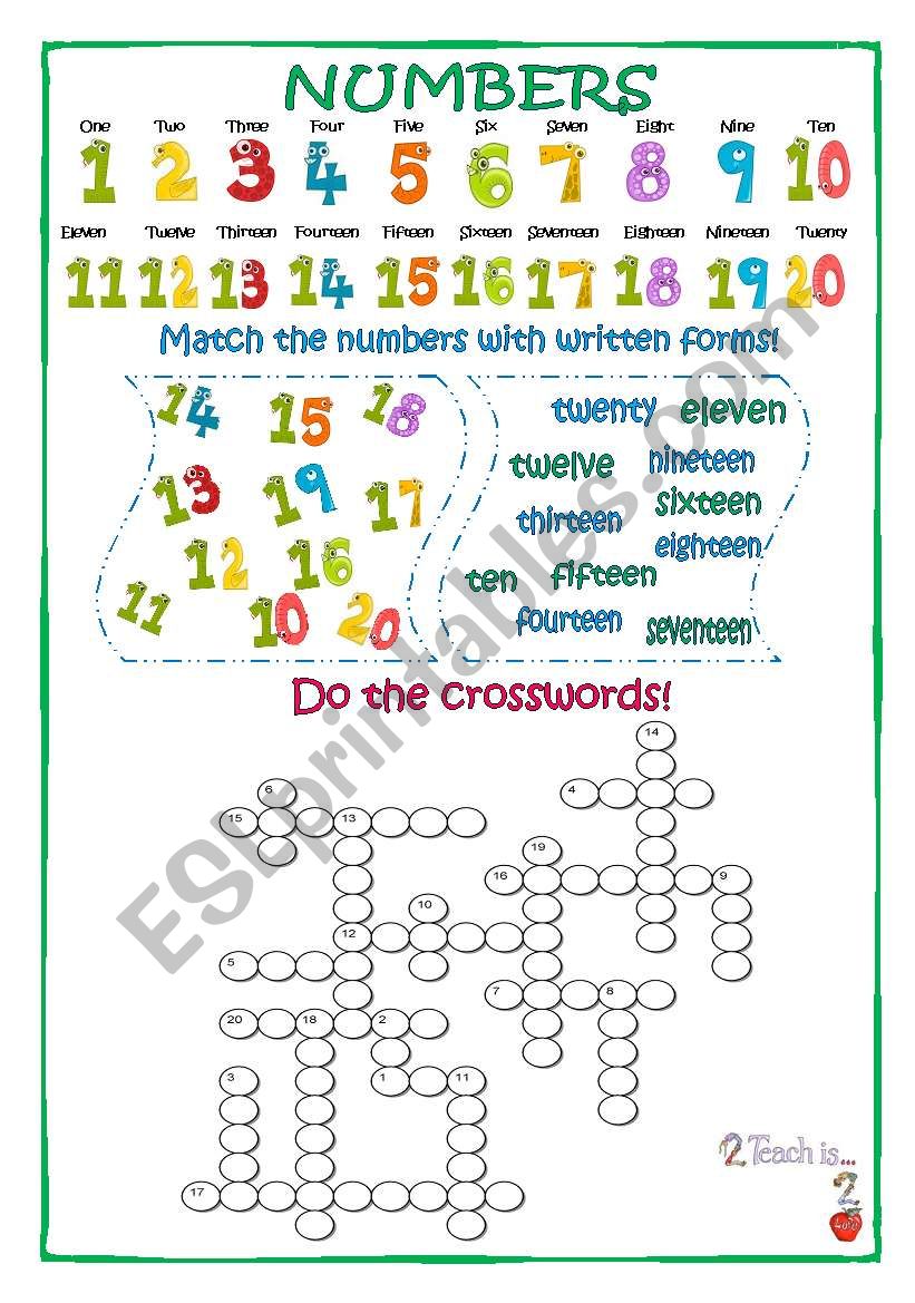 Numbers 1-20 worksheet