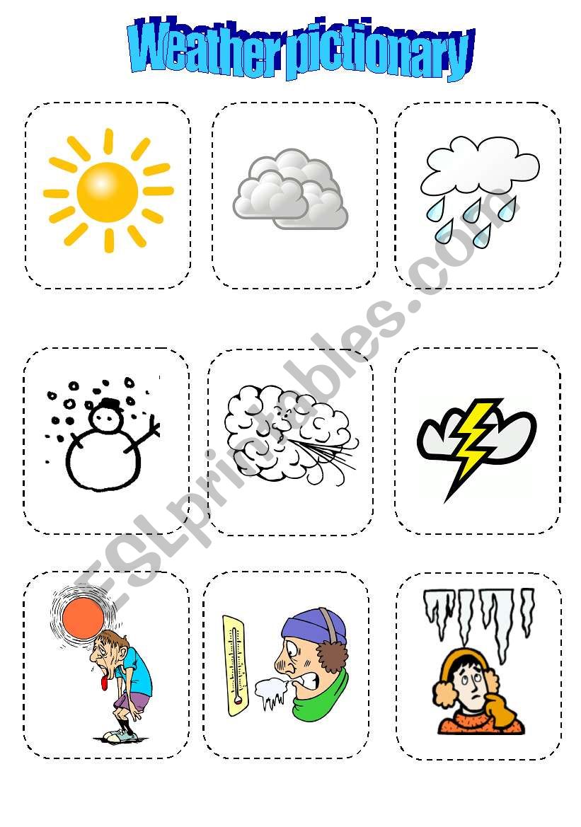Weather pictionary - fun game worksheet