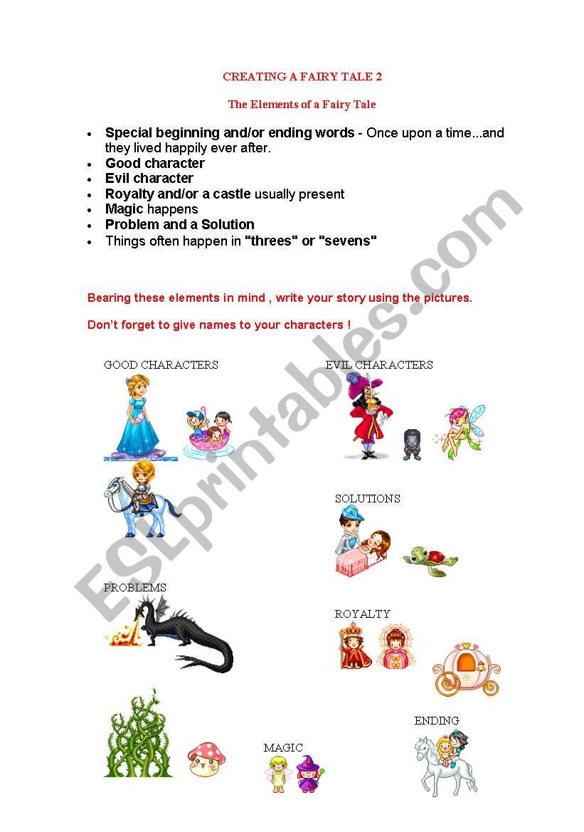 CREATING A FAIRY TALE 2 worksheet