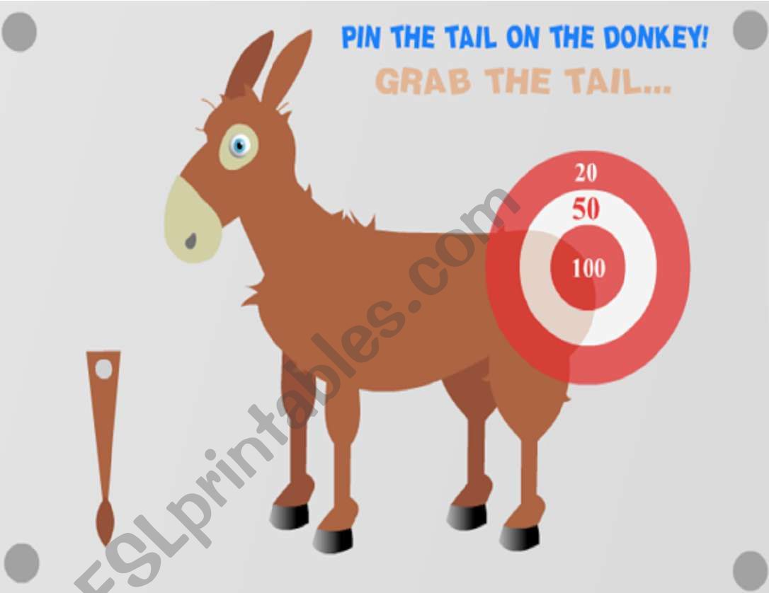 Donkey to pin its tail worksheet