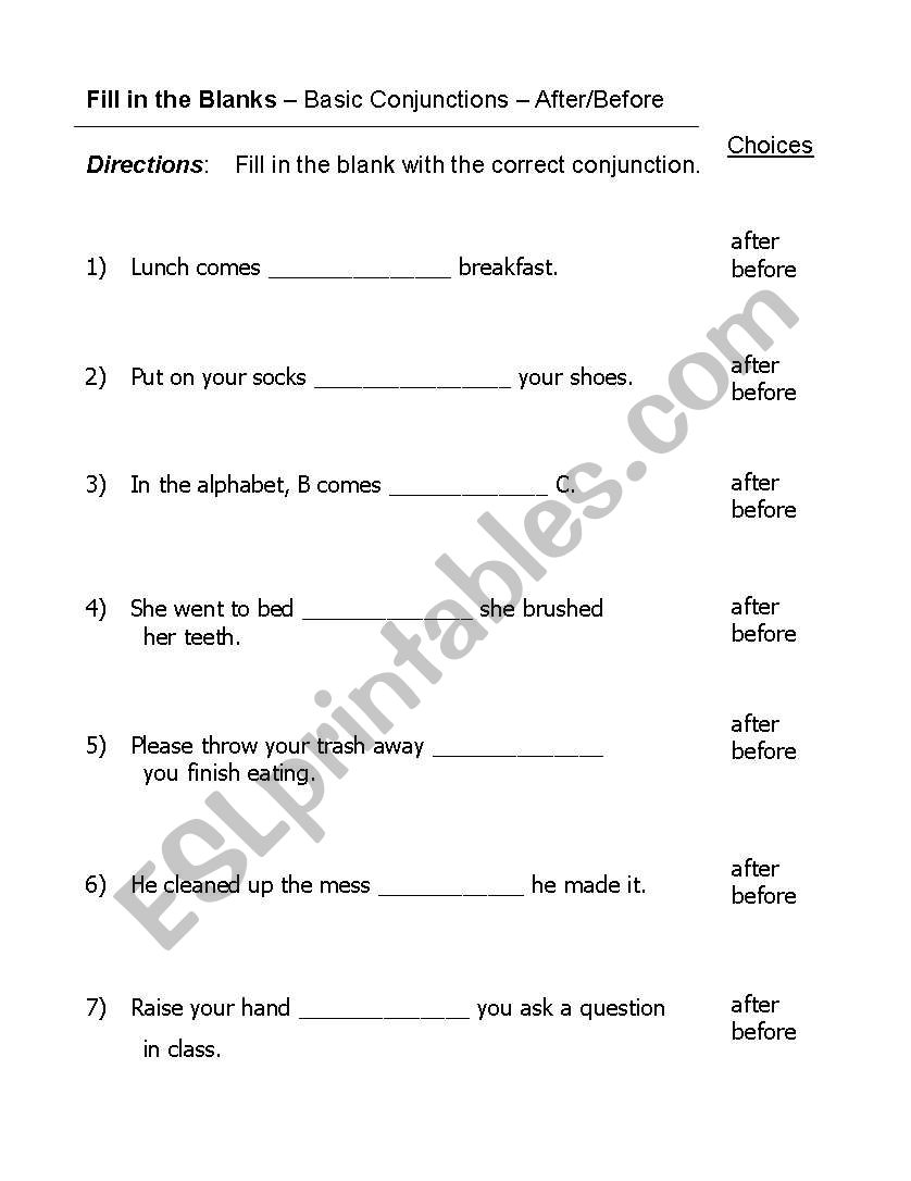 before after worksheet worksheet