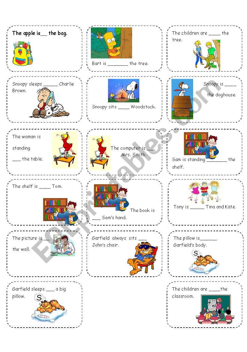 preposition of place worksheet