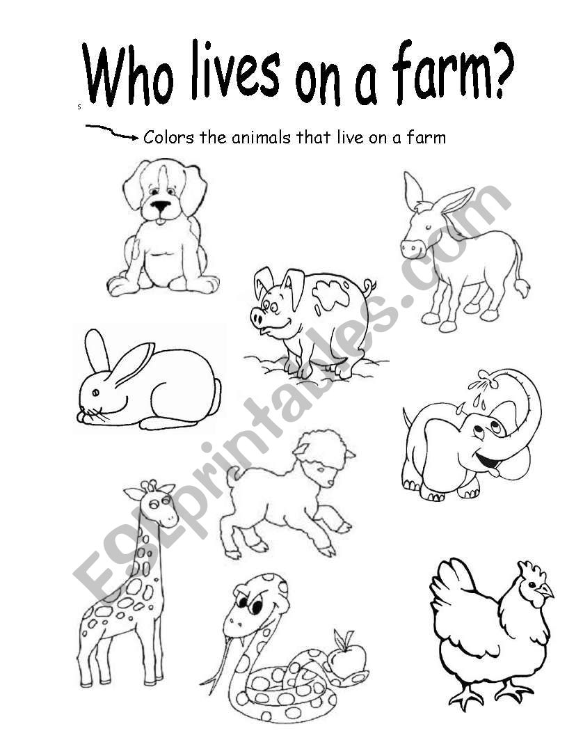 Farm animals worksheet