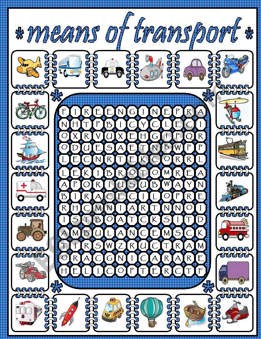 Means of transort worksheet