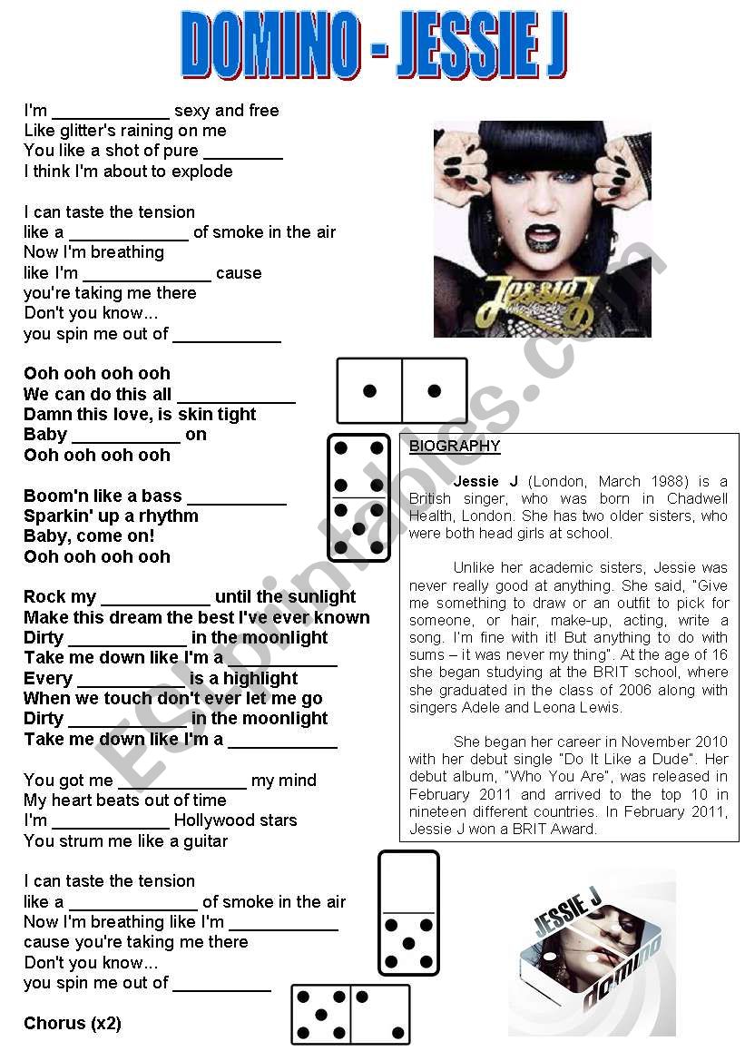 Domino by Jessie J worksheet