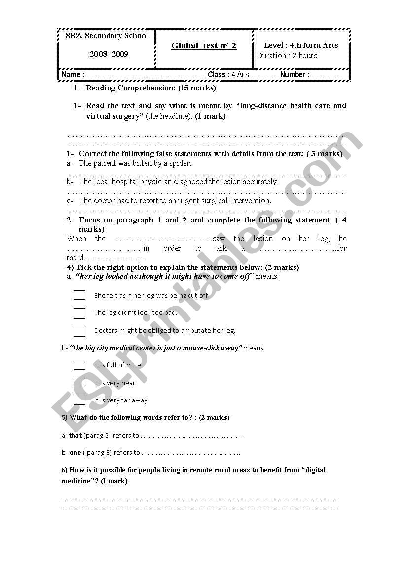 devoir bac n 2 worksheet