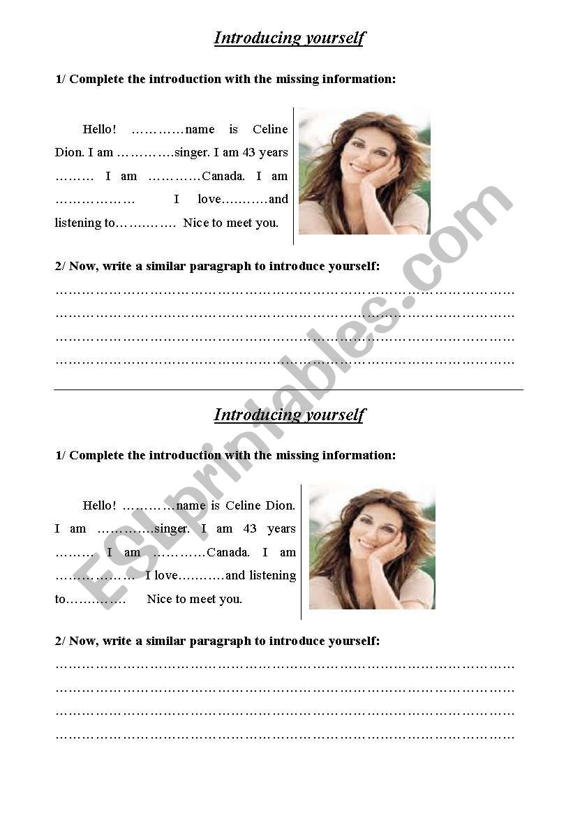 introducing oneself worksheet