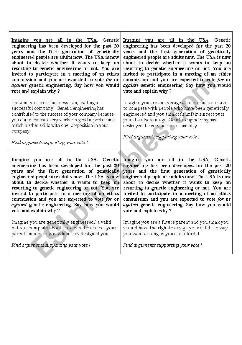 Past Tense Role Play Cards ESL Adults