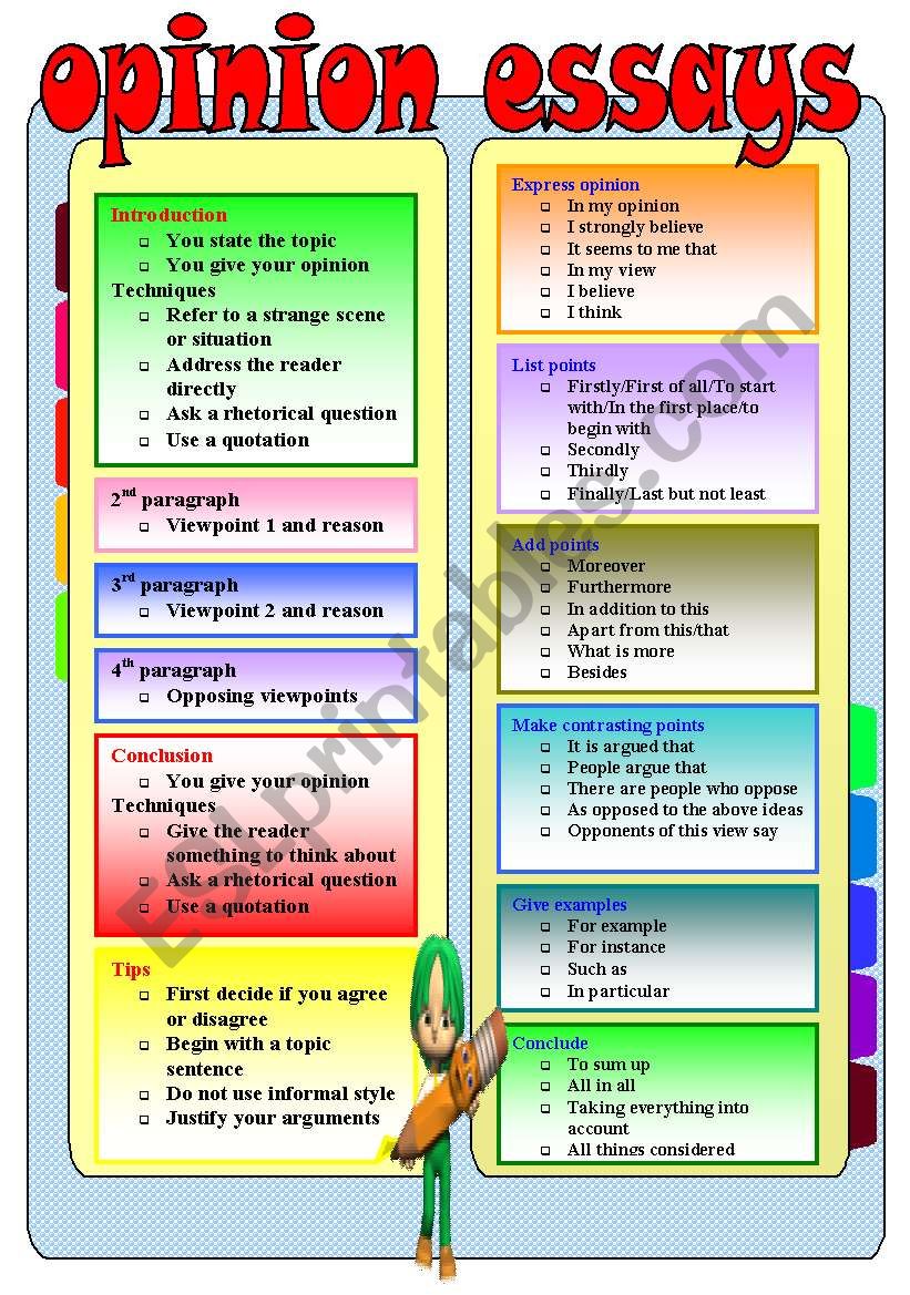 how to write an opinion essay esl