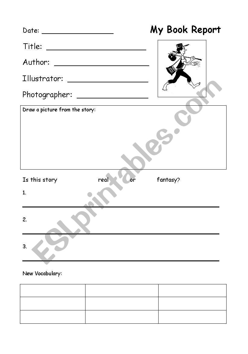 Book Report Template worksheet