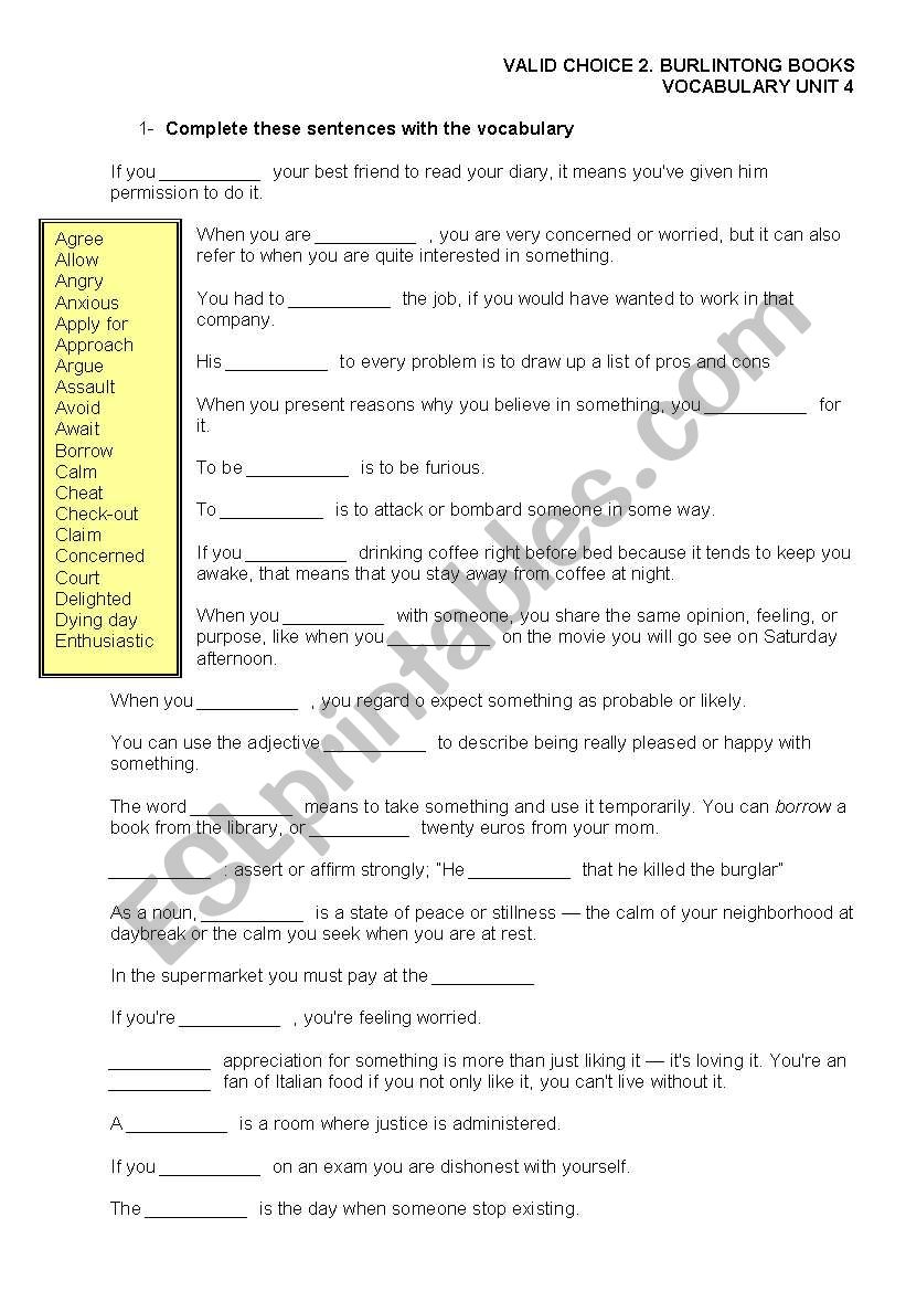 Vocabulary feelings and identification