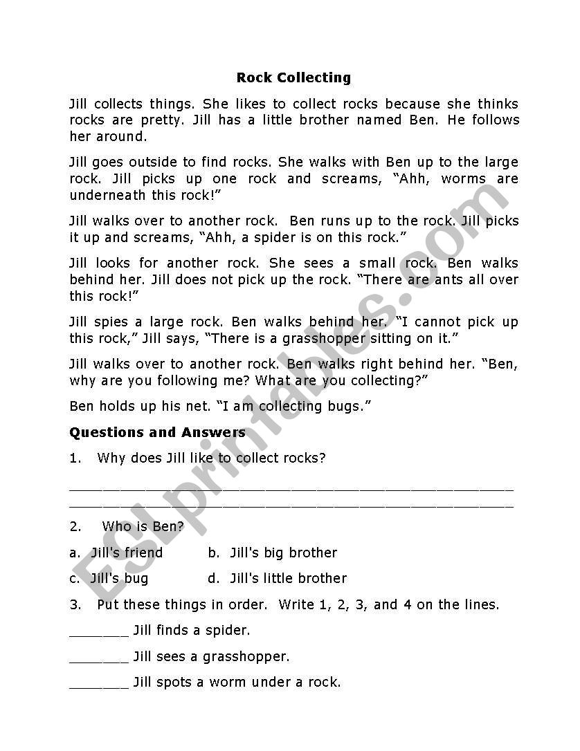 Comprehension worksheet