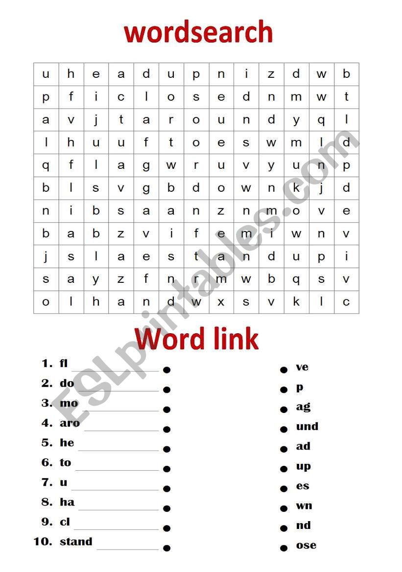 wordlink and wordsearch worksheet