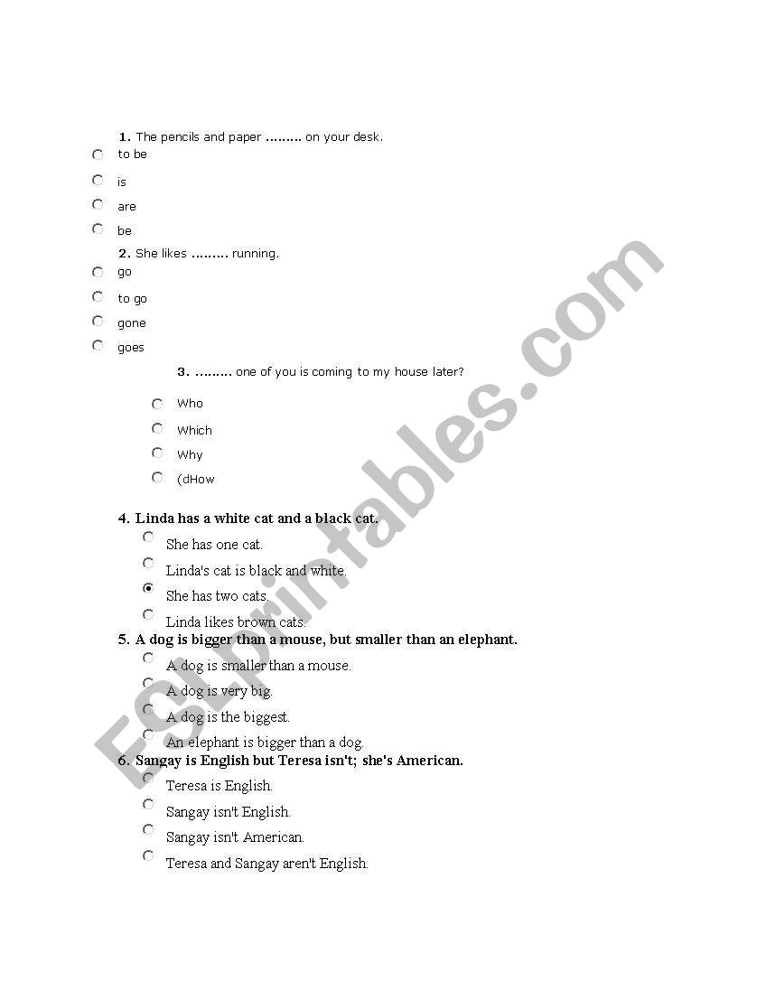 ESL TEST worksheet