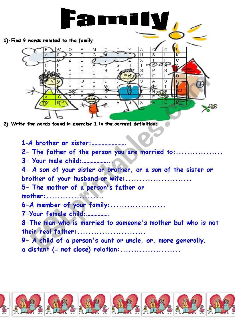 The Family worksheet