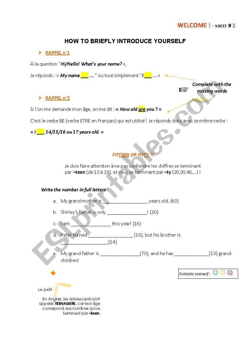 Say how old you are worksheet