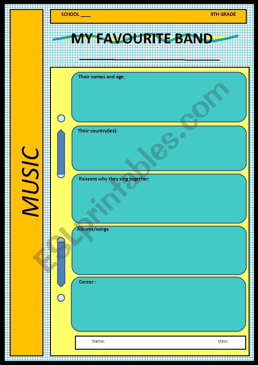 My favourite band worksheet