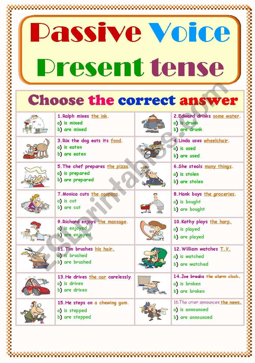 Passive Verb Tense Worksheet