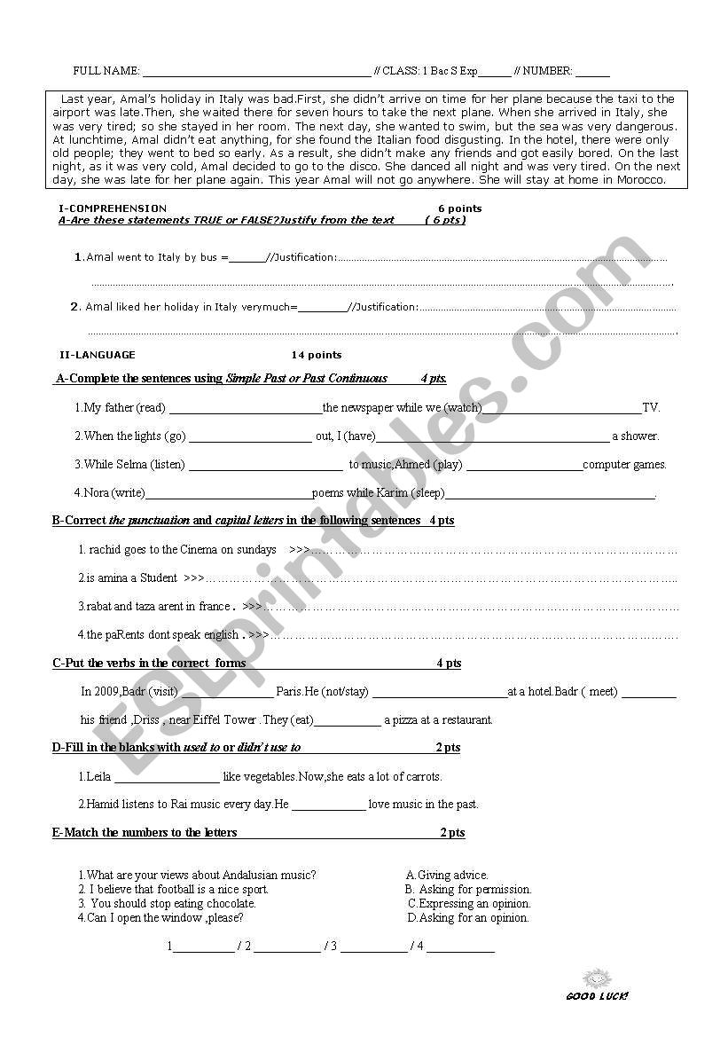 test for intermediate students 