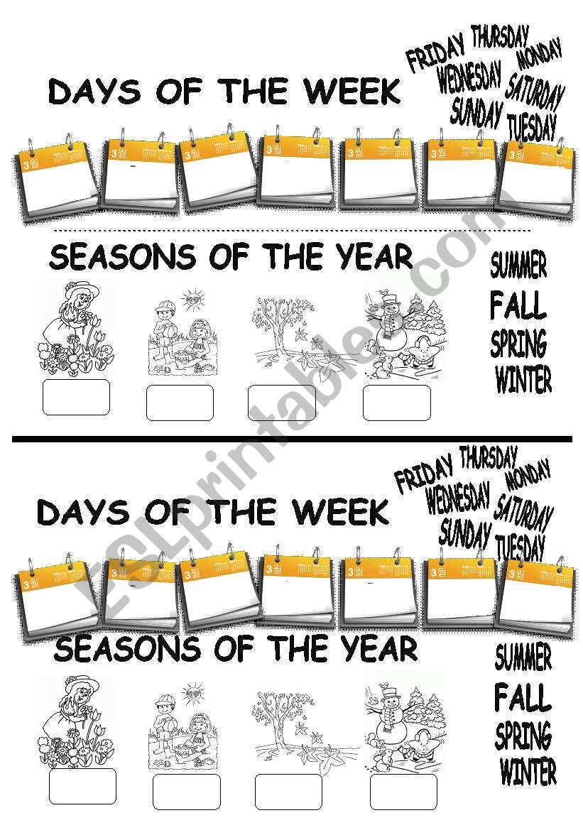 SPRING - DAYS OF THE WEEK worksheet