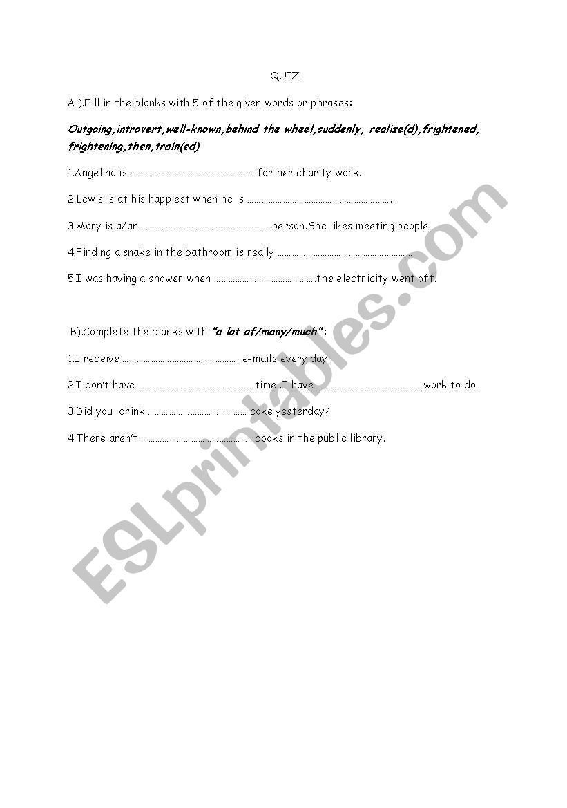 personal qualities worksheet