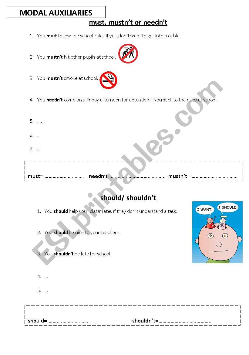 Modal auxiliaries worksheet